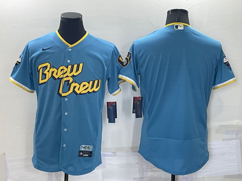 Milwaukee Brewers Blank Number Blue 2022 City Connect Flex Base Stitched Jersey