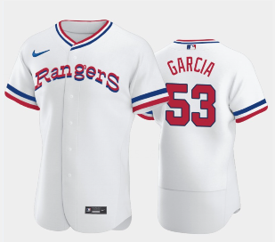 Texas Rangers #53 Adolis Garcia White Throwback Stitched Flex Base Nike Jersey