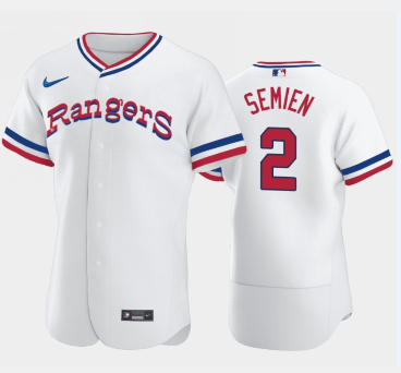 Texas Rangers #2 Marcus Semien White Throwback Stitched Flex Base Nike Jersey