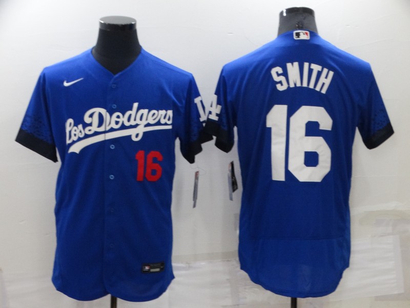 Los Angeles Dodgers #16 Will Smith 2021 Royal City Connect Flex Base Stitched Baseball Jersey - Click Image to Close