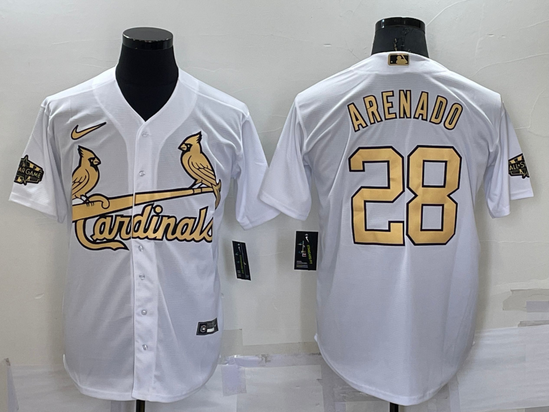 St. Louis Cardinals #28 Nolan Arenado White 2022 All Star Stitched Cool Base Nike Jersey - Click Image to Close