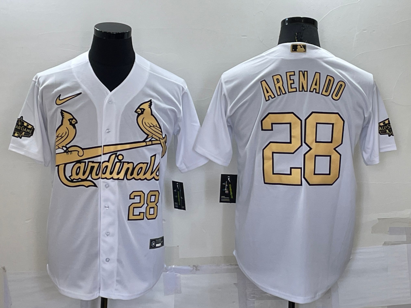 St. Louis Cardinals #28 Nolan Arenado Number White 2022 All Star Stitched Cool Base Nike Jersey - Click Image to Close