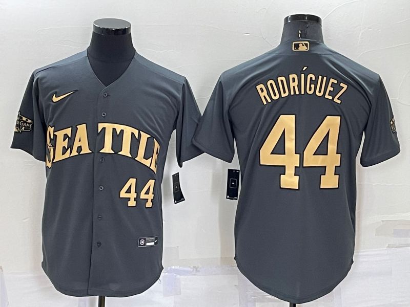 Seattle Mariners #44 Julio Rodriguez Number Grey 2022 All Star Stitched Cool Base Nike Jersey