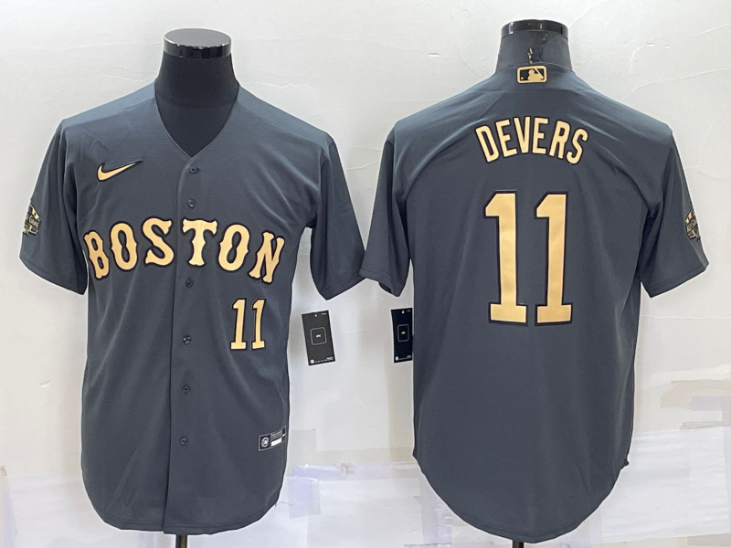 Boston Red Sox #11 Rafael Devers Number Grey 2022 All Star Stitched Cool Base Nike Jersey