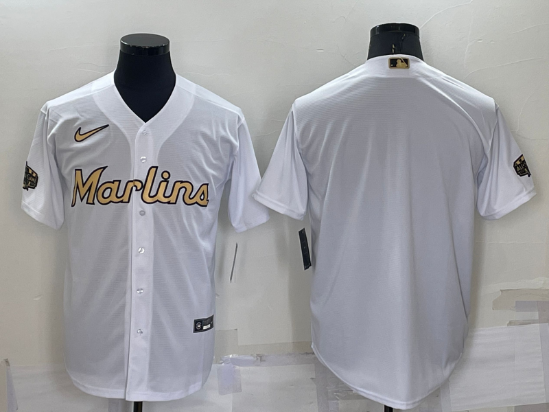 Miami Marlins Blank White 2022 All Star Stitched Cool Base Nike Jersey