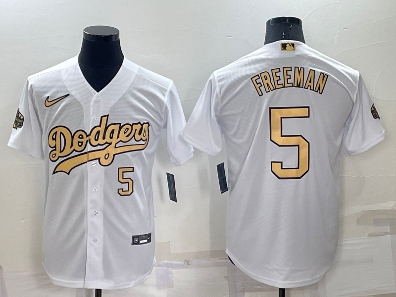 Los Angeles Dodgers #5 Freddie Freeman Number White 2022 All Star Stitched Cool Base Nike Jersey