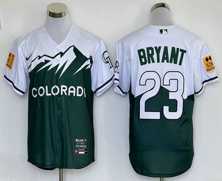Colorado Rockies #23 Kris Bryant Green 2022 City Connect Cool Base Stitched Jersey - Click Image to Close