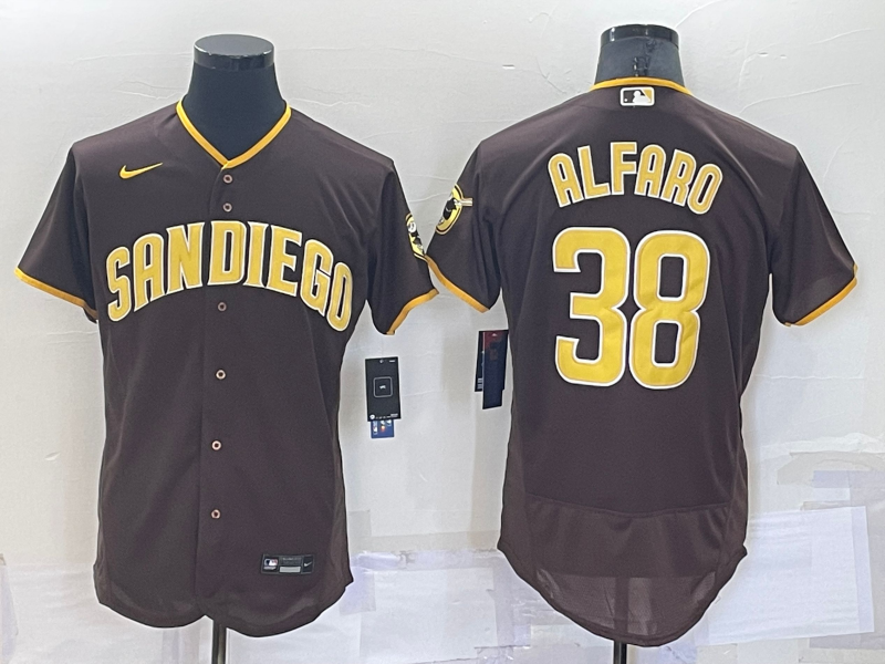 San Diego Padres #38 Jorge Alfaro Brown Stitched MLB Flex Base Nike Jersey - Click Image to Close