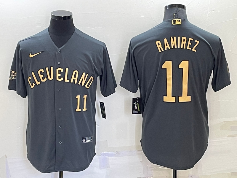 Cleveland Indians #11 Jose Ramirez Number Grey 2022 All Star Stitched Cool Base Nike Jersey
