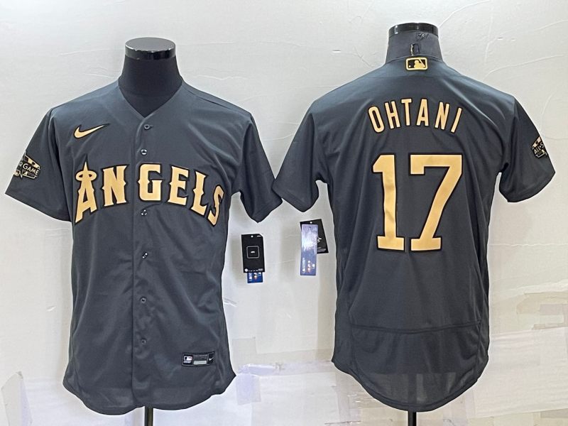 Los Angeles Angels #17 Shohei Ohtani Grey 2022 All Star Stitched Flex Base Nike Jersey - Click Image to Close