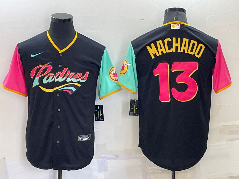San Diego Padres #13 Manny Machado Black 2022 City Connect Cool Base Stitched Jersey