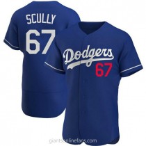 Los Angeles Dodgers #67 Vin Scully Blue Stitched MLB Flex Base Nike Jersey
