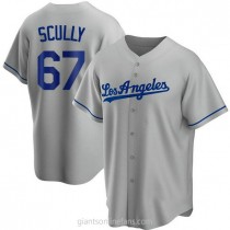 Los Angeles Dodgers #67 Vin Scully Grey With Los Stitched MLB Cool Base Nike Jersey