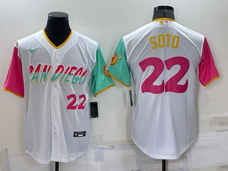San Diego Padres #22 Juan Soto Number White 2022 City Connect Cool Base Stitched Jersey