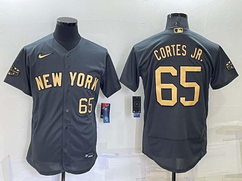New York Yankees #65 Nestor Cortes Jr Number Grey 2022 All Star Stitched Flex Base Nike Jersey