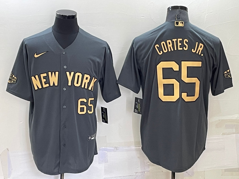 New York Yankees #65 Nestor Cortes Jr Number Grey 2022 All Star Stitched Cool Base Nike Jersey
