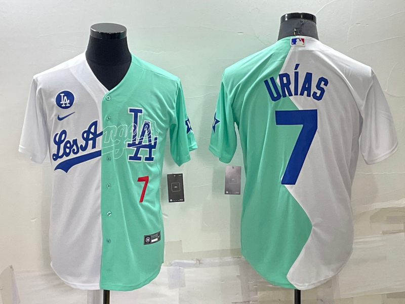 Los Angeles Dodgers #7 Julio Urias White Green Number 2022 Celebrity Softball Game Cool Base Jersey