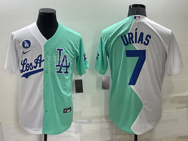 Los Angeles Dodgers #7 Julio Urias White Green Two Tone 2022 Celebrity Softball Game Cool Base Jerse
