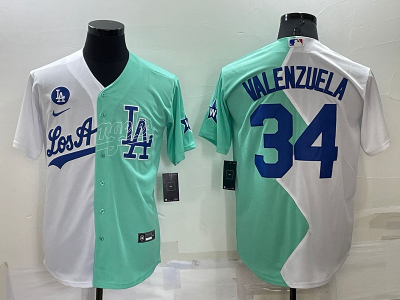 Los Angeles Dodgers #34 Fernando Valenzuela White Green Two Tone 2022 Celebrity Softball Game Cool B