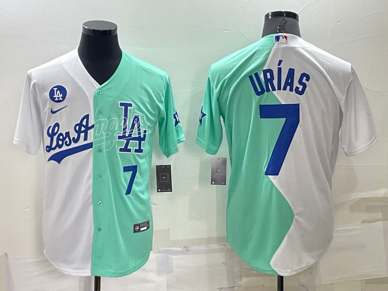 Los Angeles Dodgers #7 Julio Urias White Green Number 2022 Celebrity Softball Game Cool Base Jersey1