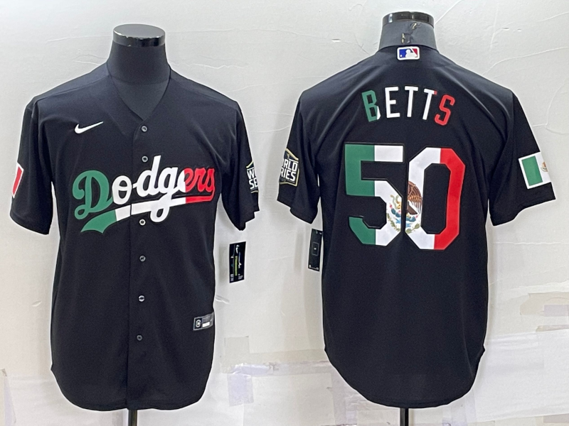 Los Angeles Dodgers #50 Mookie Betts Mexico Black Cool Base Stitched Baseball Jersey