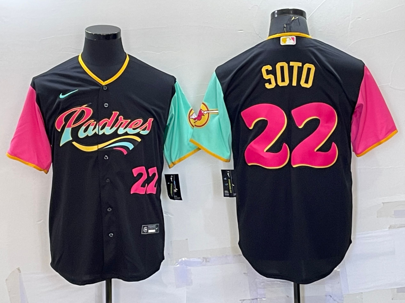 San Diego Padres #22 Juan Soto Number Black 2022 City Connect Cool Base Stitched Jersey