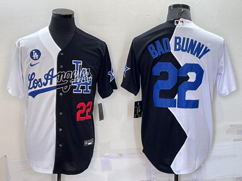 Los Angeles Dodgers #22 Bad Bunny White Black Number 2022 Celebrity Softball Game Cool Base Jersey