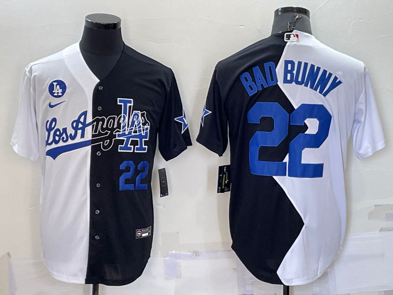 Los Angeles Dodgers #22 Bad Bunny White Black Number 2022 Celebrity Softball Game Cool Base Jersey