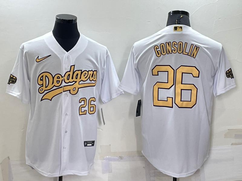 Los Angeles Dodgers #26 Tony Gonsolin Number White 2022 All Star Stitched Cool Base Nike Jersey