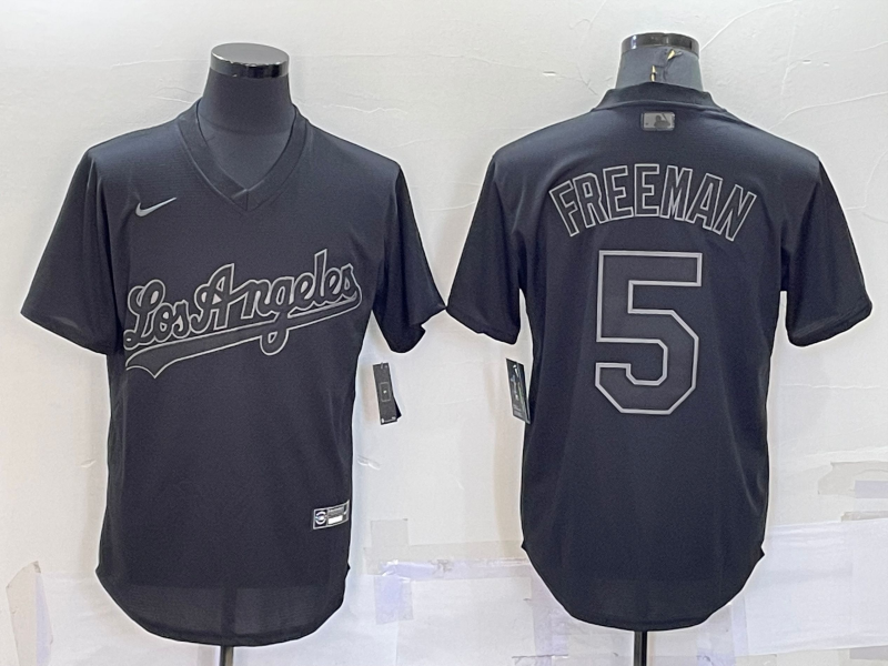Los Angeles Dodgers #5 Freddie Freeman Black Pullover Turn Back The Clock Stitched Cool Base Jersey