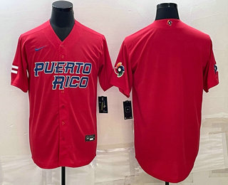 Puerto Rico Baseball Team Blank 2023 Red World Baseball Classic Stitched Jerseys