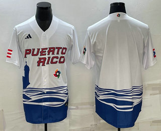 Puerto Rico Baseball Team Blank White 2023 World Baseball Classic Stitched Jersey