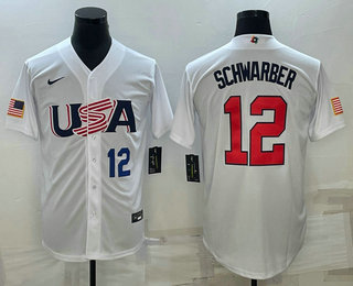 USA Baseball Team #12 Kyle Schwarber Number 2023 White World Baseball Classic Stitched Jersey