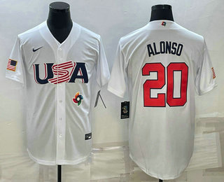 USA Baseball Team #20 Pete Alonso 2023 White World Baseball Classic Stitched Jersey