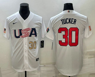 USA Baseball Team #30 Kyle Tucker Number 2023 White World Baseball Classic Stitched Jersey