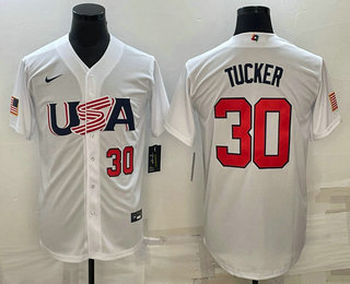 USA Baseball Team #30 Kyle Tucker Number 2023 White World Baseball Classic Stitched Jerseys
