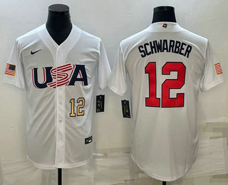 USA Baseball Team #12 Kyle Schwarber Number 2023 White World Baseball Classic Stitched Jersey
