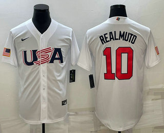 USA Baseball Team #10 JT Realmuto 2023 White World Baseball Classic Stitched Jersey