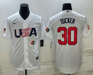 USA Baseball Team #30 Kyle Tucker 2023 White World Baseball Classic Stitched Jersey - Click Image to Close