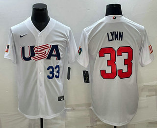 USA Baseball Team #33 Lance Lynn Number 2023 White World Baseball Classic Stitched Jersey