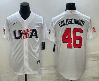 USA Baseball Team #46 Paul Goldschmidt 2023 White World Baseball Classic Stitched Jerseys