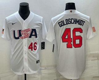USA Baseball Team #46 Paul Goldschmidt Number 2023 White World Baseball Classic Stitched Jerseys