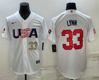 USA Baseball Team #33 Lance Lynn Number 2023 White World Baseball Classic Stitched Jerseys
