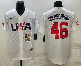 USA Baseball Team #46 Paul Goldschmidt Number 2023 White World Baseball Classic Stitched Jersey