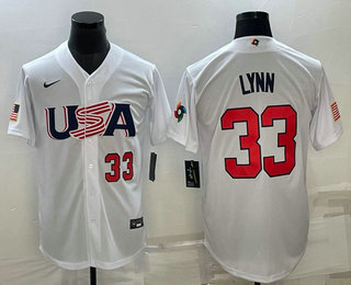 USA Baseball Team #33 Lance Lynn Number 2023 White World Baseball Classic Stitched Jersey