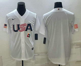 USA Baseball Team 2023 White World Baseball Blank Classic Replica Stitched Jersey