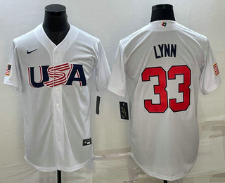 USA Baseball Team #33 Lance Lynn 2023 White World Baseball Classic Stitched Jersey