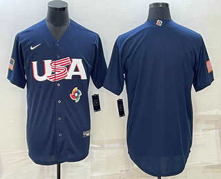 USA Baseball Team Blank 2023 Navy World Baseball Classic Stitched Jerseys