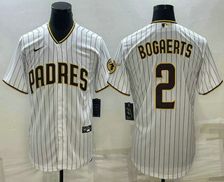 San Diego Padres #2 Xander Bogaerts White With Patch Cool Base Stitched Baseball Jersey