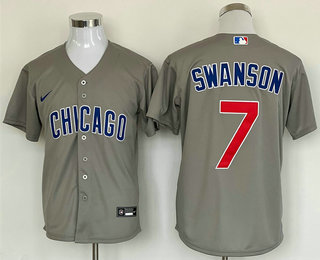 Chicago Cubs #7 Dansby Swanson Grey Stitched MLB Cool Base Nike Jersey